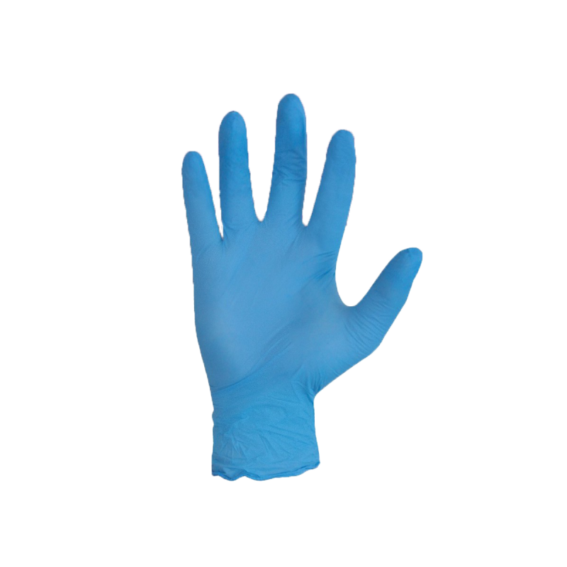 Boîte de 100 gants d'examen en nitrile bleu non poudrés, sans latex, disponibles en plusieurs tailles pour cabinet de podologie