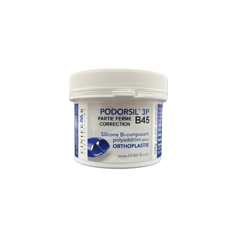 Pot de silicone Podorsil B45 (Partie B) pour orthoplastie correctrice, texture ferme, pour podologues professionnels