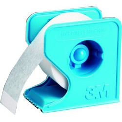 Rouleau de sparadrap 3M Micropore blanc avec son dévidoir bleu, adhésif à base de silicone pour peaux fragiles