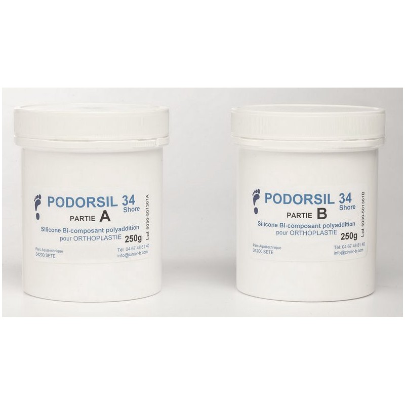 Kit PODORSIL B34 avec catalyseur pour la fabrication d'orthoplasties de protection en podologie