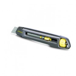 Cutter professionnel Stanley Interlock en métal haute résistance disponible en deux largeurs de lame (9,5 mm et 18 mm)