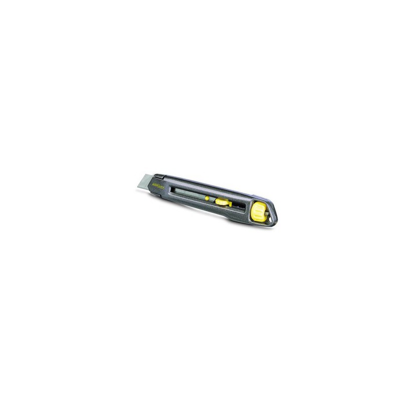 Cutter professionnel Stanley Interlock en métal haute résistance disponible en deux largeurs de lame (9,5 mm et 18 mm)