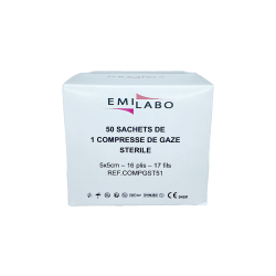 Boîte de compresses de gaze 100% coton en sachets individuels pour les soins de pédicurie et le nettoyage des plaies