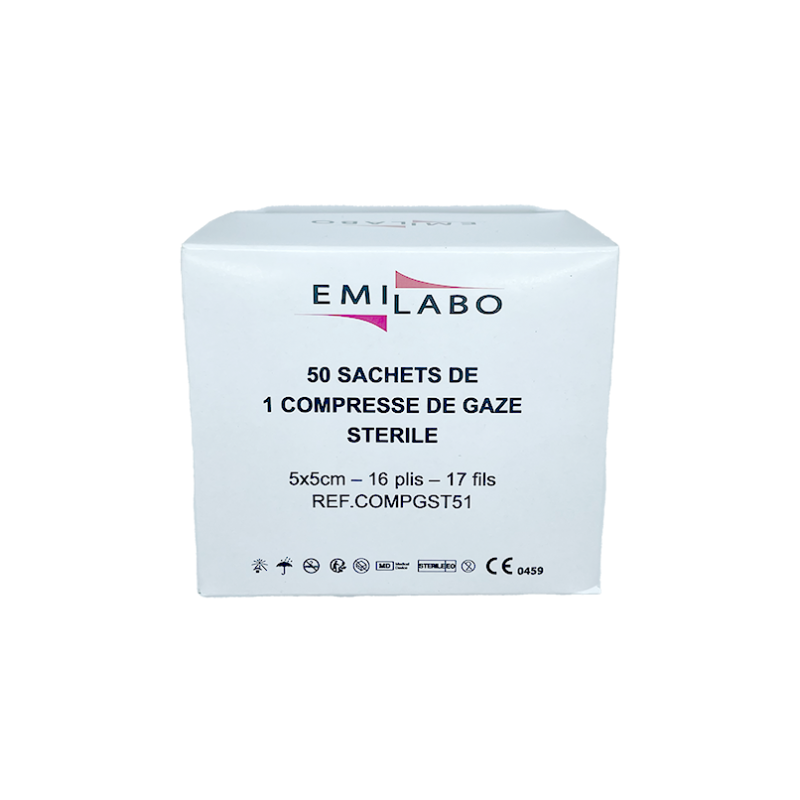 Boîte de compresses de gaze 100% coton en sachets individuels pour les soins de pédicurie et le nettoyage des plaies