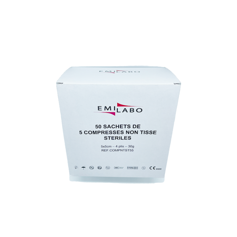 Paquet de compresses stériles non tissées 100% coton pour soins de pédicurie et pansements aseptiques