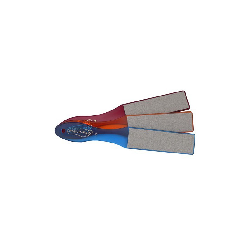 Râpe plantaire Podorape en plastique avec deux surfaces abrasives (grain épais et grain moyen) pour le soin des pieds