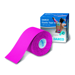 Rouleau de bande de taping élastique MECRON DARCO coloris rose pour contention physiothérapeutique et stimulation musculaire