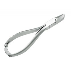 Pince à ongles de 14 cm en acier inoxydable satiné avec bec effilé de 17 mm et fermoir agrafe plat pour pédicurie