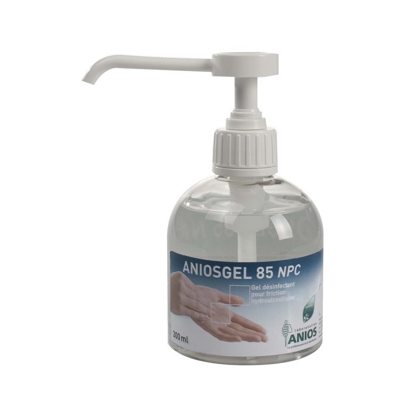Flacon pompe de 300 ml d'Aniosgel 85 NPC pour l'antisepsie des mains en cabinet de podologie