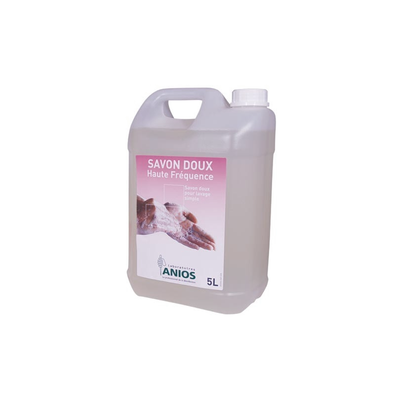 Bidon de 5 litres de savon doux haute fréquence pour le lavage des mains en milieu médical, peaux sensibles