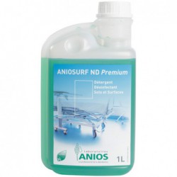Flacon de 1 litre de désinfectant concentré Aniosurf ND Premium, usage professionnel pour les surfaces en milieu médical.