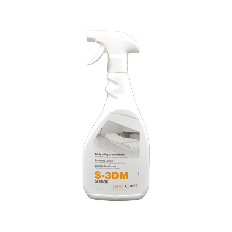 Spray nettoyant et désinfectant S-3DM Stericid 750ml pour dispositifs médicaux non-invasifs et surfaces de cabinet