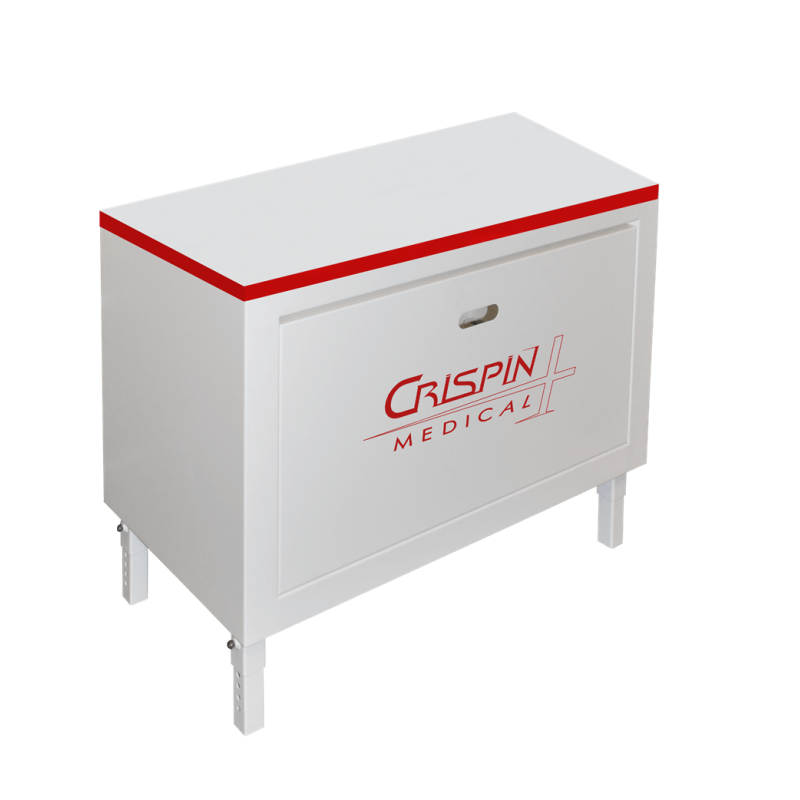 Meuble d'atelier professionnel pour podologue, hauteur réglable et espace de rangement, dimensions 101 x 53 cm