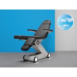 Fauteuil de podologie professionnel Barcelona Light gris avec 3 moteurs électriques et socle rétroéclairé par LED
