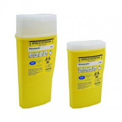 Collecteur jaune de sécurité pour lames de bistouri et aiguilles usagées (DASRI), formats 0,45 litre et 0,6 litre