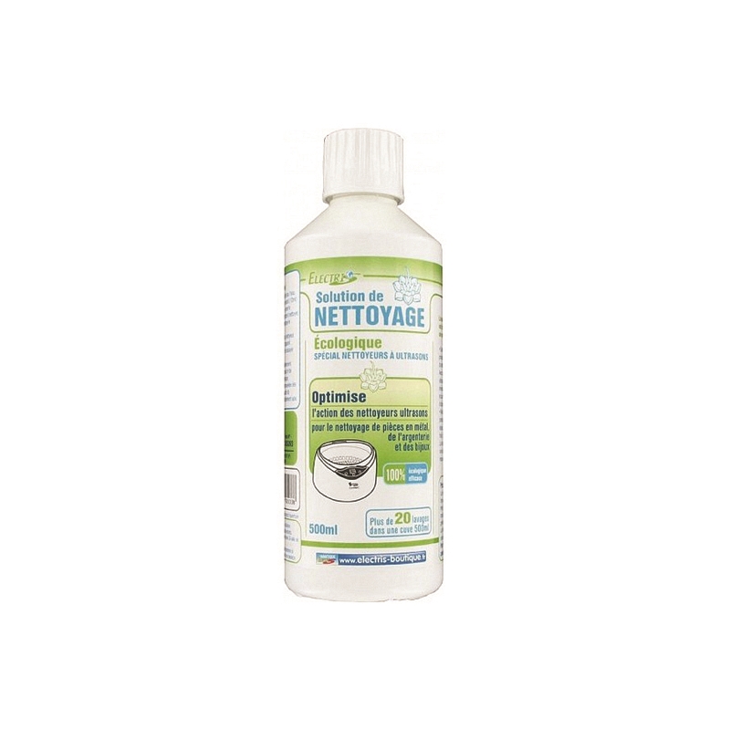 Flacon de 500ml de solution de nettoyage biodégradable et écologique pour bac à ultrasons professionnel