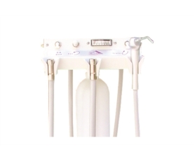 Mini unit de podologie compact avec fixation sous table, seringue air/eau et cordons pour instruments rotatifs