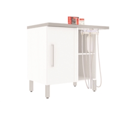 Mini unit de podologie compact avec fixation sous table, seringue air/eau et cordons pour instruments rotatifs