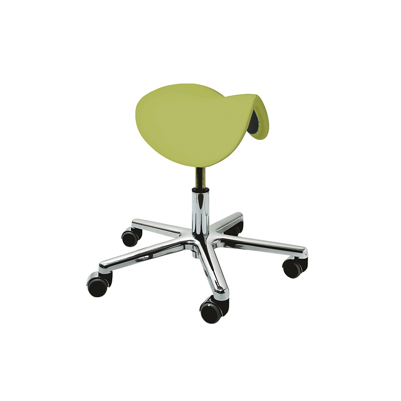 Selle opérateur ergonomique sur 5 roulettes, pied chromé, couleur personnalisable pour cabinet médical