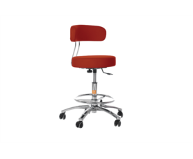 Siège de travail ergonomique X-3 pour praticien avec dossier amovible et base chromée sur roulettes de sécurité