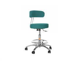 Siège de travail ergonomique X-3 pour praticien avec dossier amovible et base chromée sur roulettes de sécurité