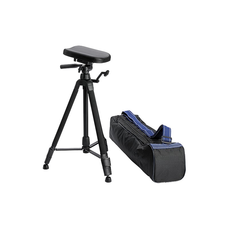 Trépied télescopique pliable avec support de jambe moussé et son sac de transport noir pour soins à domicile