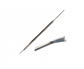 Instrument d'orthonyxie double embout avec une spatule de prélèvement et un applicateur pour fil titane en acier inoxydable