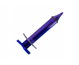 Seringue d'injection (injecteur) pour silicone Silinject Bleue utilisée en orthoplastie par les podologues.