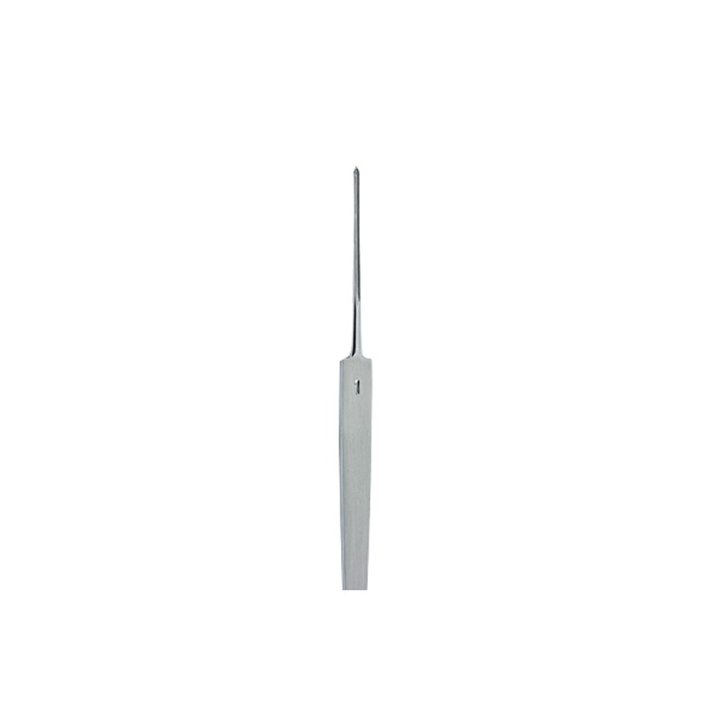 Gouge monobloc à bout mousse non tranchant pour l'exploration et le soin des sillons en pédicurie, disponible en trois tailles
