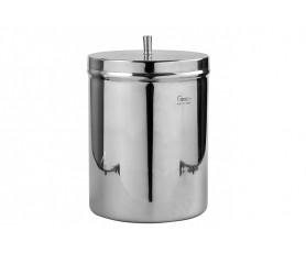 Pot à coton cylindrique en acier inoxydable avec son couvercle pour cabinet de podologie et soins médicaux