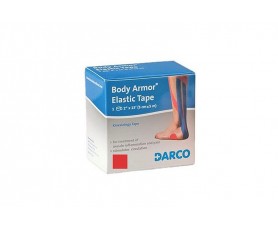 Rouleau de bande élastique adhésive MECRON Darco coloris rouge pour contention musculaire et stimulation circulatoire