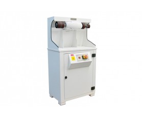 Banc de ponçage blanc avec hotte d'aspiration intégrée et moteur puissant pour le façonnage des orthèses plantaires en podologie